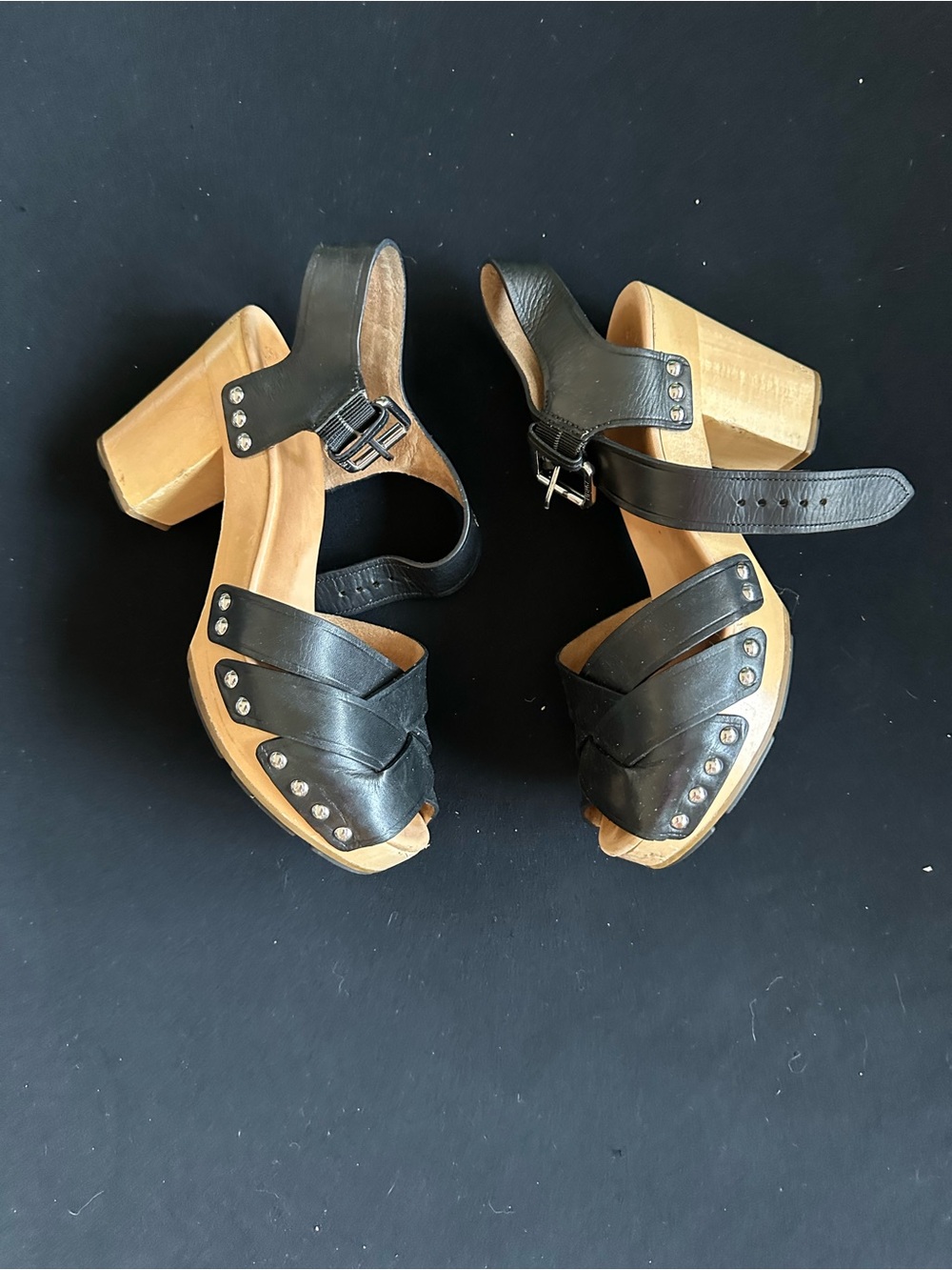Marc By Marc Jacobs Black Leather Studded Clog Sandals